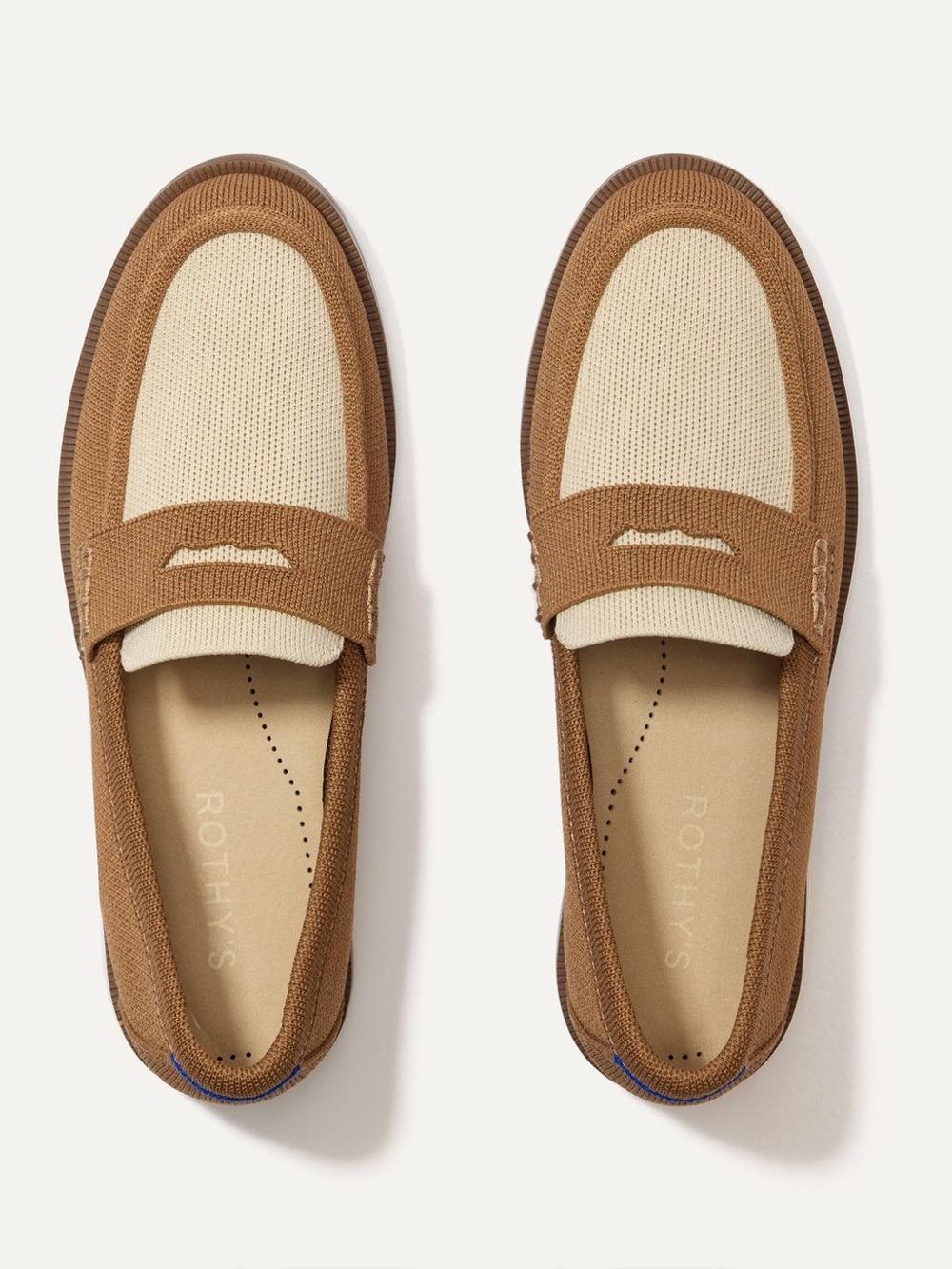 Rothys penny loafer, 9 Woman’s - Cortado (brown and white)